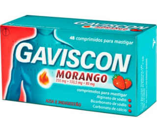 Gaviscon Morango 48 Comprimidos Mastigáveis 250/133,5/80mg