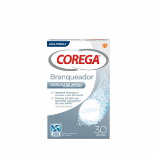 Corega Pastilhas de Limpeza Branqueadoras 30 Pastilhas