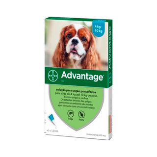 Advantage Cão 4-10kg Solução para Unção Punctiforme 1ml 4 Unidades