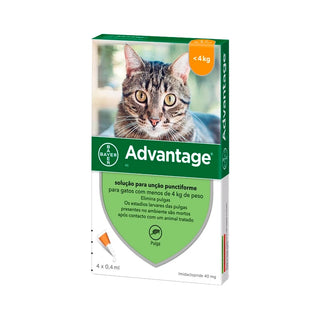 Advantage Gato até 4kg Solução para Unção Punctiforme 0,4ml 4 Unidades