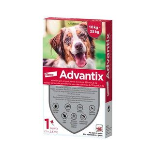Advantix Cão 10-25kg Solução para Unção Punctiforme 1 Pipeta 2,5ml