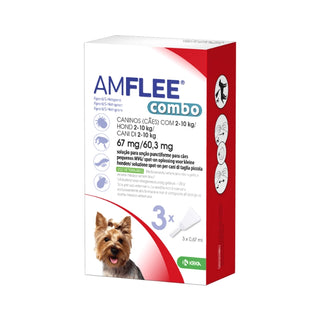 Amflee Combo Cão 2-10kg Solução para Unção Punctiforme 67/60,3mg 3 Pipetas