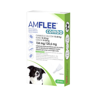 Amflee Combo Cão 10-20kg Solução para Unção Punctiforme 134/120,6mg 3 Pipetas