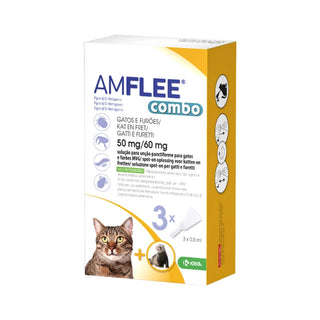 Amflee Combo Gatos e Furões Solução para Unção Punctiforme 50/60mg 3 Pipetas