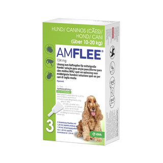 Amflee Spot On Cão 10-20kg Solução para Unção Punctiforme 134mg 3 Pipetas
