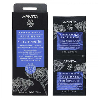 Apivita Express Beauty Máscara Hidratante & Antipoluição de Lavanda-Do-Mar 2X8ml