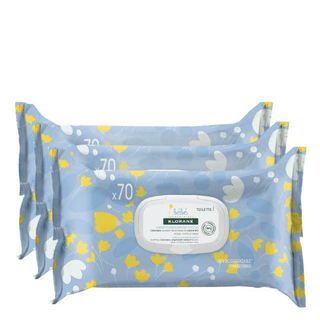 Klorane Trio Toalhitas de Limpeza Suave 3 x 70 unidades