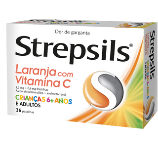 Strepsils Laranja com Vitamina C 1,2/0,6mg 36 Pastilhas