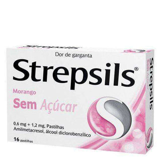 Strepsils Morango Sem Açúcar, 1,2/0,6 Mg x 16 Pastilhas