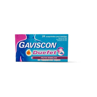 Gaviscon Duefet Frutos Vermelhos 250mg + 106.5mg + 187.5mg Blister 24 Unidade(s) Comprimidos mastigáveis