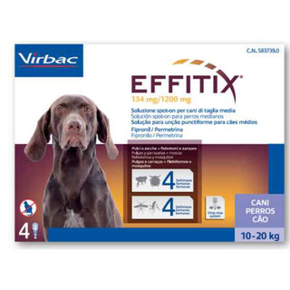 Effitix Spot On Cão 10-20kg Solução para Unção Punctiforme 134/1200mg 4 Pipetas