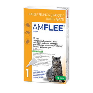 Amflee Spot On Gatos Solução para Unção Punctiforme 50mg 1 Pipeta