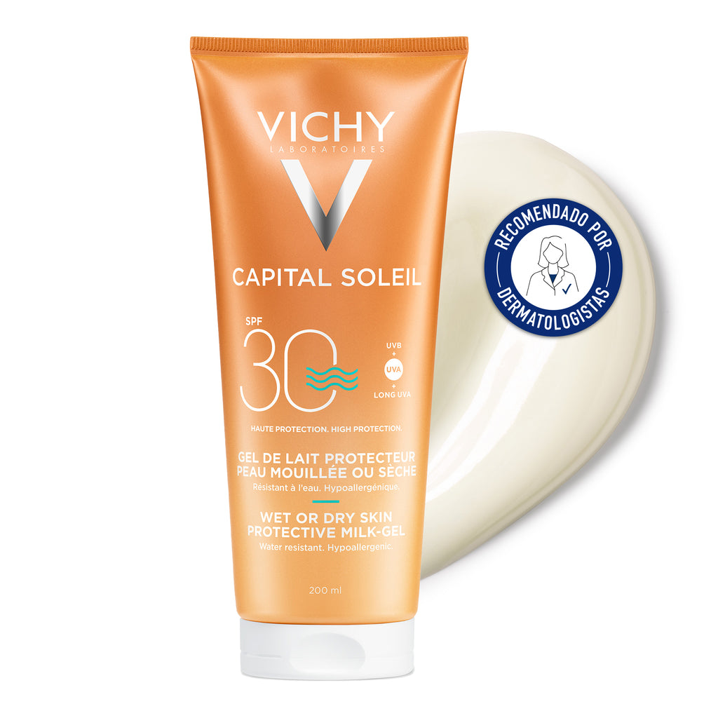 Vichy Ideal Soleil Leche-Gel Ultrafundente Con Tecnología Wet Para Pieles Húmedas O Secas SPF30 200ml