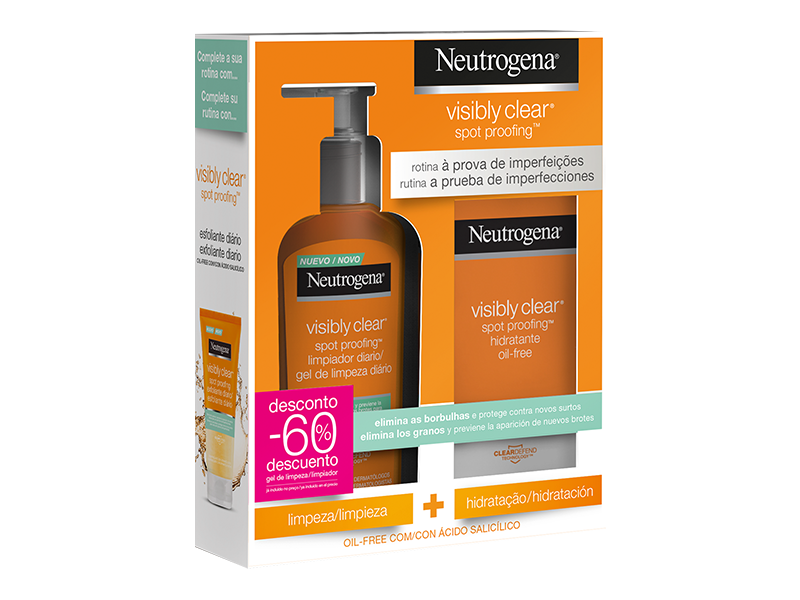 Neutrogena Visibly Clear Pack Hidratante Oil-Free 50ml + Gel De Limpeza Diário 200ml Com Desconto De 60% 2ª Embalagem