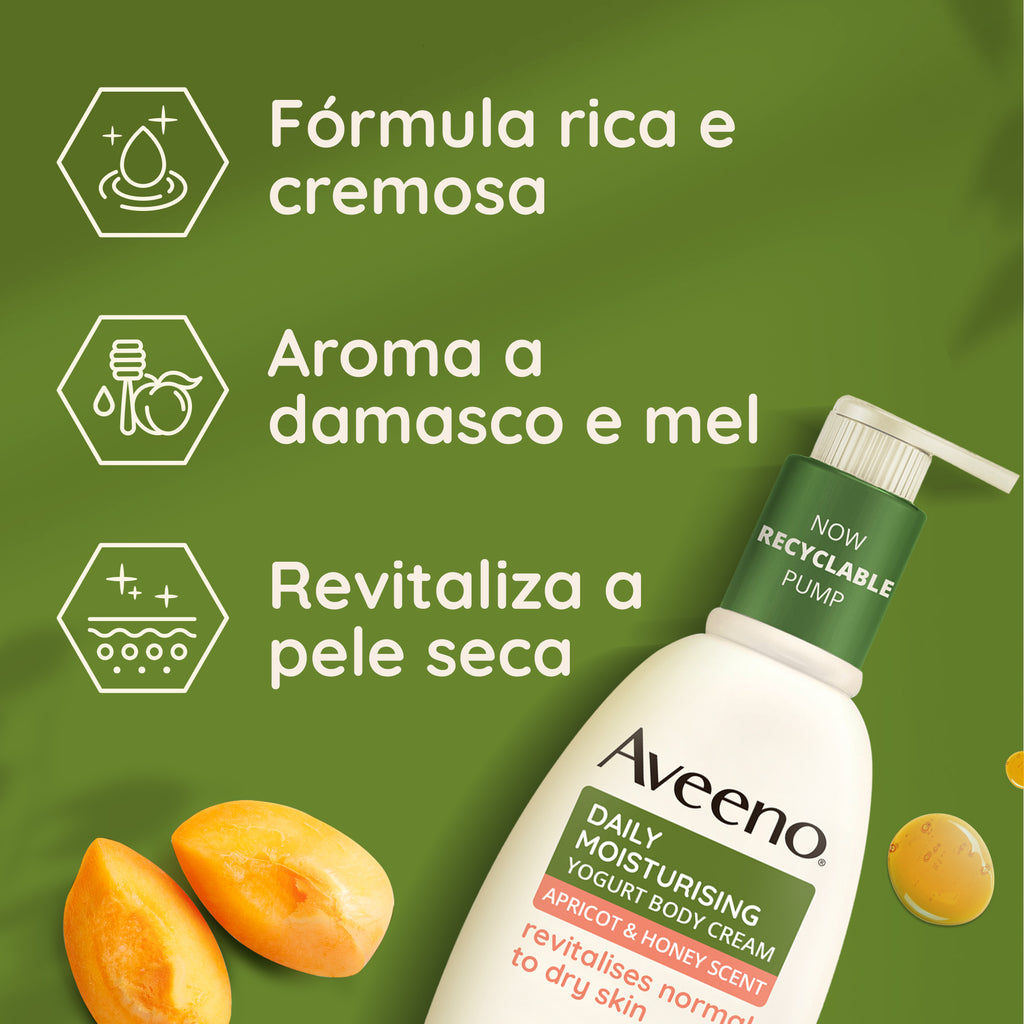 Aveeno Daily Moisturising Loção Corporal Iogurte, Damasco E Mel 300ml