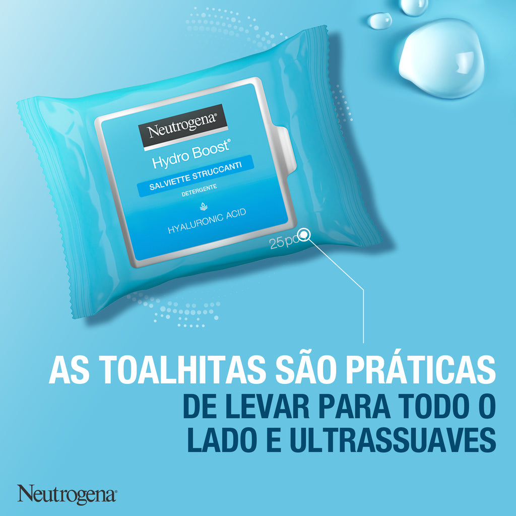 Neutrogena Hydro Boost Toallitas Limpiadoras Faciales 2X25 Unidades.