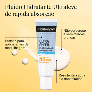 Neutrogena Ultra Sheer Protetor Solar Fluido Invisível Hidratante FPS50 50ml