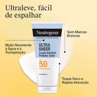 Neutrogena Ultra Sheer Protetor Solar Loção Invisível Corpo FPS50 200ml