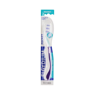 Cepillo de dientes de bolsillo Elgydium de viaje, morado suave