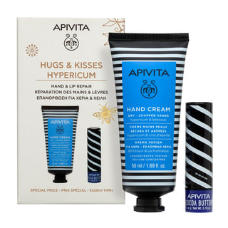 Apivita Pack Creme de Mãos Hipericão e Cera de Abelha 50ml + Cuidado Labial de Manteiga de Cacau