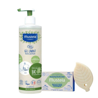 Mustela Bio Gel de Banho 400ml + Champô e Corpo Sólido 75g