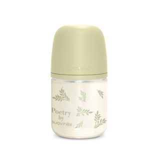 Suavinex Poetry Biberão Vidro Tetina Fisiológica Fluxo Lento +0m 120ml Verde
