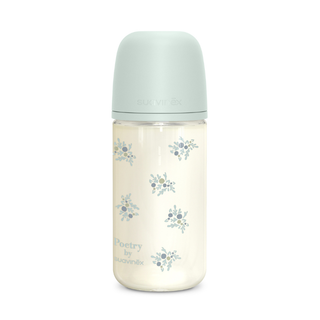 Suavinex Poetry Biberão Vidro Tetina Fisiológica Fluxo Médio +3m 240ml Azul