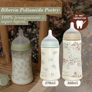 Suavinex Poetry Biberão Poliamida Tetina Fisiológica Fluxo Denso +6m 360ml Rosa