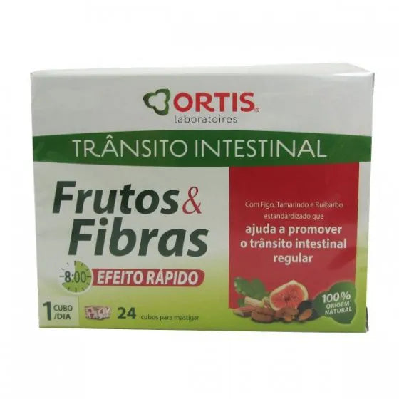 Frutos e Fibras Efeito Rápido 24 Cubos Mastigáveis