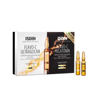Pack Isdin Isdinceutics Sérum Día y Noche Flavo-C Melatonina + Ultraglican 20 Ampollas