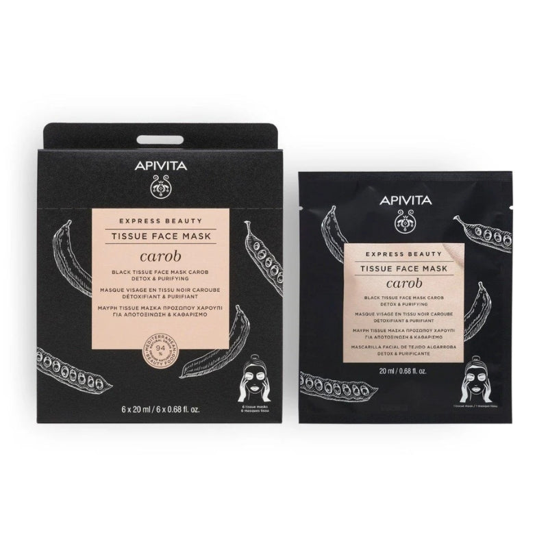 Apivita Express Beauty Máscara de Tecido Detox e Purificante de Alfarroba 20ml