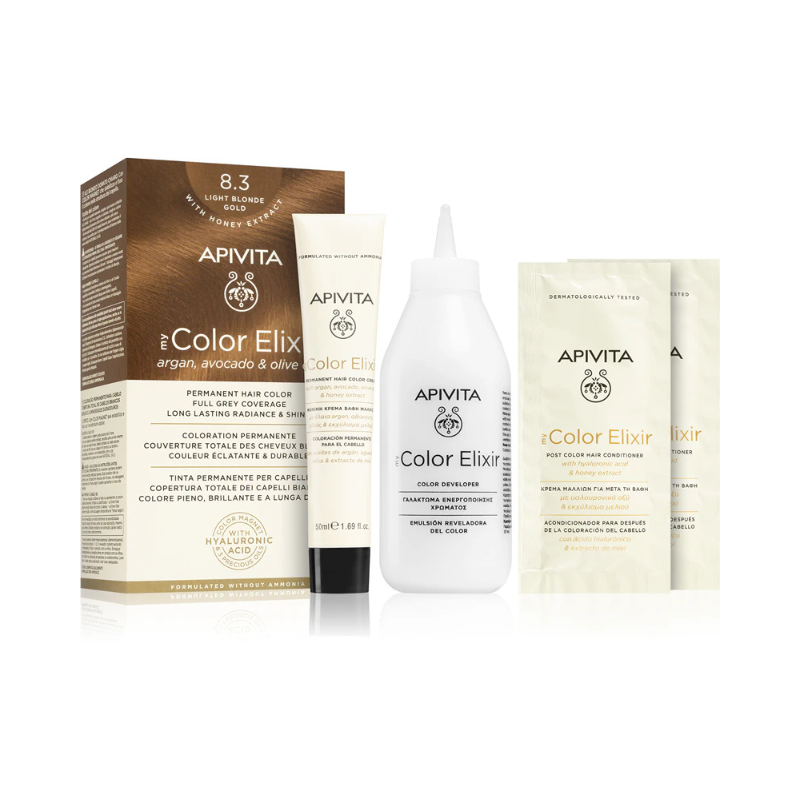 Apivita My Color Elixir Coloração Permanente 8.3 Loiro Claro Ouro