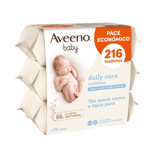 Aveeno Baby Toalhitas de Limpeza Pack Poupança 3 Packs de 72 Unidades