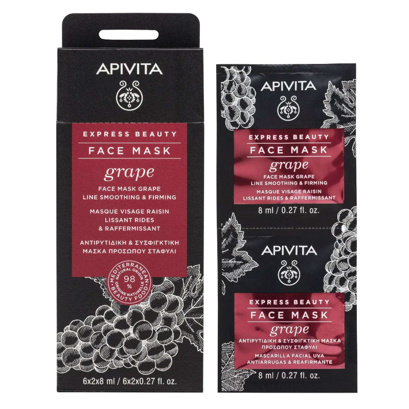 Apivita Express Beauty Máscara Antirrugas Refirmante de Uva 8ml 2 Unidades