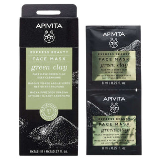 Mascarilla limpiadora profunda de arcilla verde Apivita Express Beauty 8 ml (2 unidades)