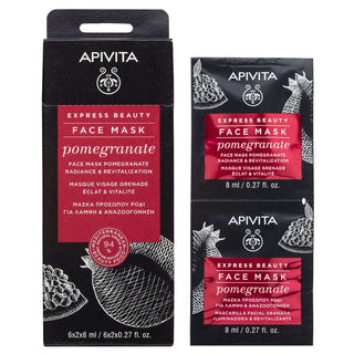 Mascarilla Iluminadora y Revitalizante de Granada Apivita Express Beauty 8ml 2 Unidades
