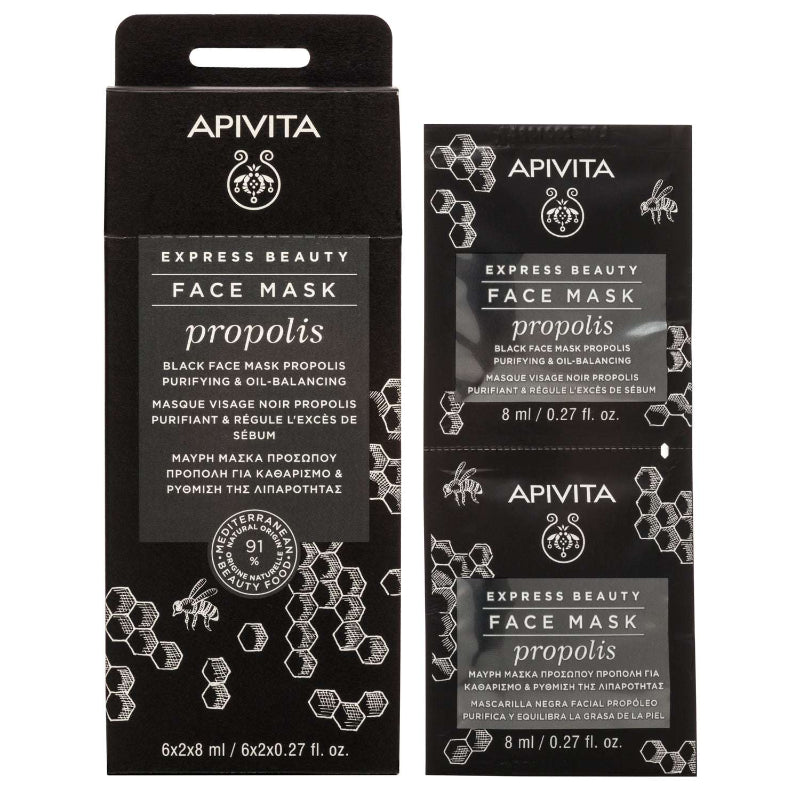Apivita Express Beauty Máscara Purificante Própolis Pele Oleosa 8ml 2 Unidades
