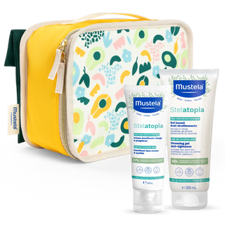 Mustela Bebé Pack Stelatopia Gel Lavante 200ml + Stelatopia Geel Emoliente Rosto e Pálpebras 40ml + Necessaire