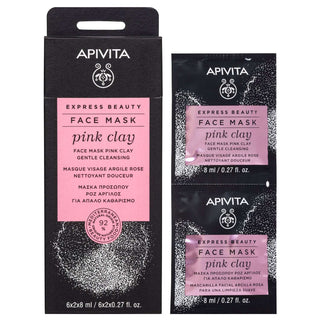 Apivita Express Beauty Máscara de Limpeza Suave de Argila Rosa 8ml 2 Unidades