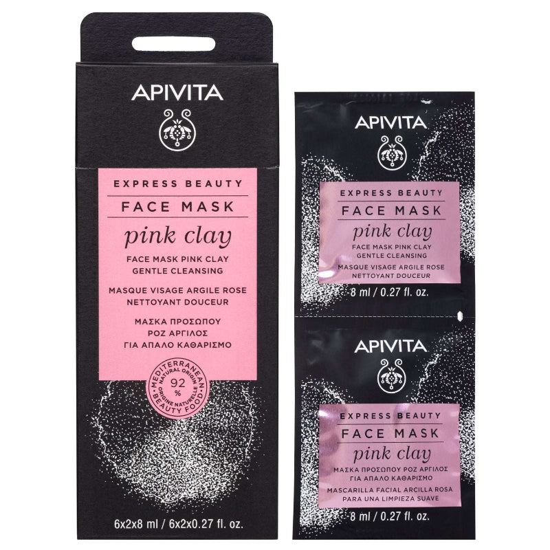 Apivita Express Beauty Máscara de Limpeza Suave de Argila Rosa 8ml 2 Unidades