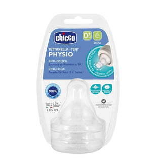 Tetina de silicona fisiológica Chicco Flujo normal +0M 2 Unidades