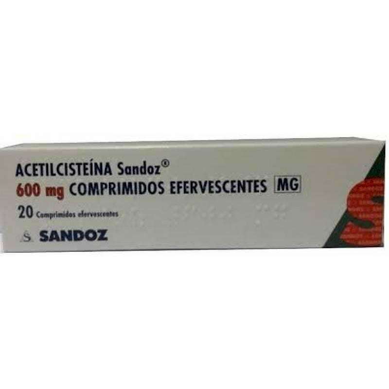 Acetilcisteína Sandoz Mg, 600 Mg x 20 Comprimidos Efervescentes