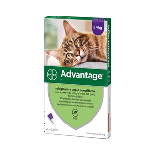 Advantage Gato 4-8kg Solução para Unção Punctiforme 0,8ml 4 Unidades