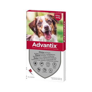 Advantix Cão 10-25kg Solução para Unção Punctiforme 4 Pipetas 2,5ml
