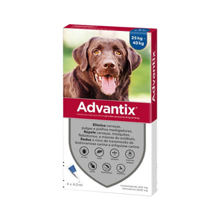 Advantix Cão +25kg Solução para Unção Punctiforme 4 Pipetas 4ml