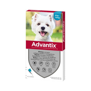 Advantix Cão 4-10kg Solução para Unção Punctiforme 4 Pipetas 1ml
