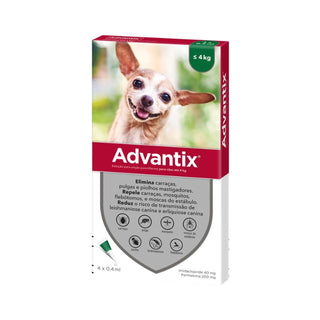 Advantix Cão até 4kg Solução para Unção Punctiforme 4 Pipetas 0,4ml