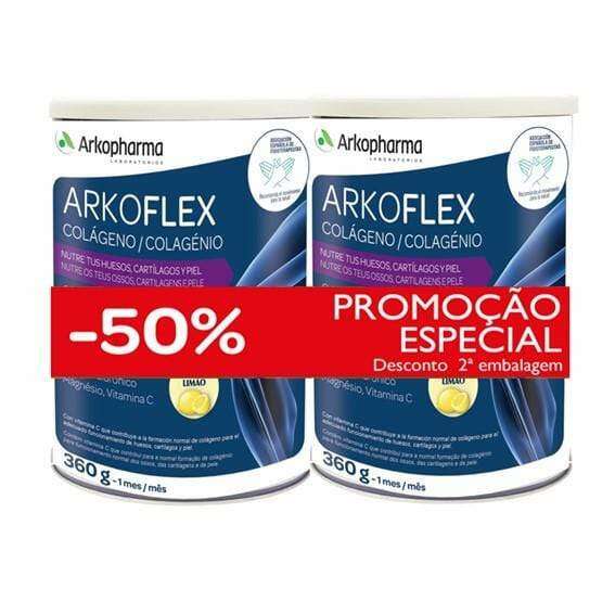 Arkopharma Arkoflex Colagénio Duo Pó Para Solução Oral 2 X 360 G Sabor Limão Com Desconto De 50% Na 2ª Unidade(S)
