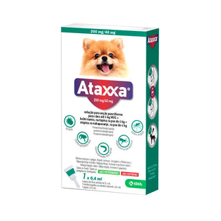 Ataxxa Cão até 4kg Solução para Unção Punctiforme 200/40mg 1 Pipeta