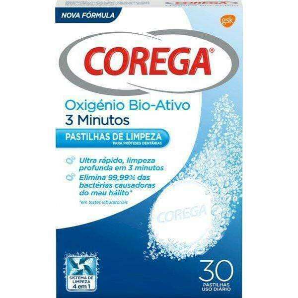 Corega Pastilhas de Limpeza Oxigénio Bio-Ativo 30 pastilhas